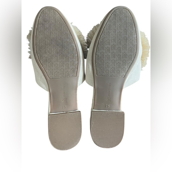 Birdies Songbird Pom Pom Linen Fabric Crème Slides Ballet Flats Mules Size 7.5 - Picture 6 of 11